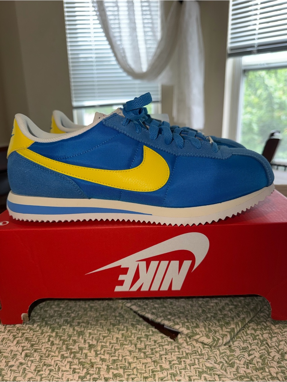 Nike Men’s Cortez TXT Sneakers - Blue and Yellow size 10.5 new/box without lid!